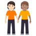 🧑🏻‍🤝‍🧑🏽 people holding hands: light skin tone, medium skin tone display on JoyPixels